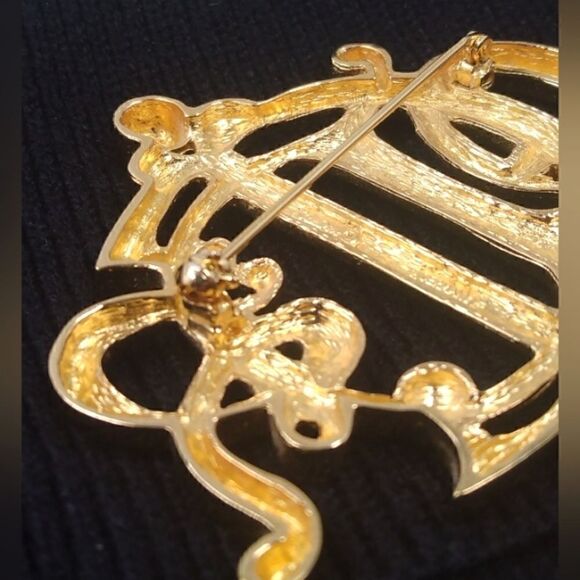 Christian Dior Vintage Gold Script Brooch Authentic - Picture 3 of 11